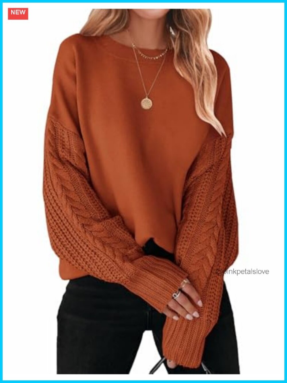 Cable Knit Oversized Sweater Drop Shoulder Tunic Pullover
